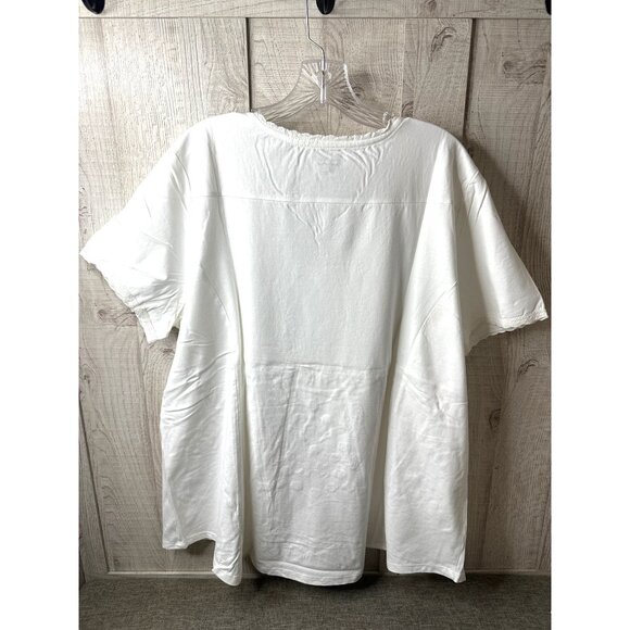 White Embroidered Cotton Short Sleeve Womens Top American Sweetheart Size 3XL - Picture 2 of 8